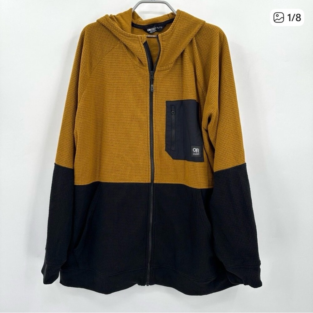 Outdoor Research Trail Mix Hoodie Mens XXL Black/Gold Full Zip Microgrid Fleece